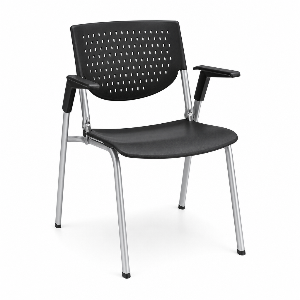 Stackable Plastic Office Chair with Aluminium Frame