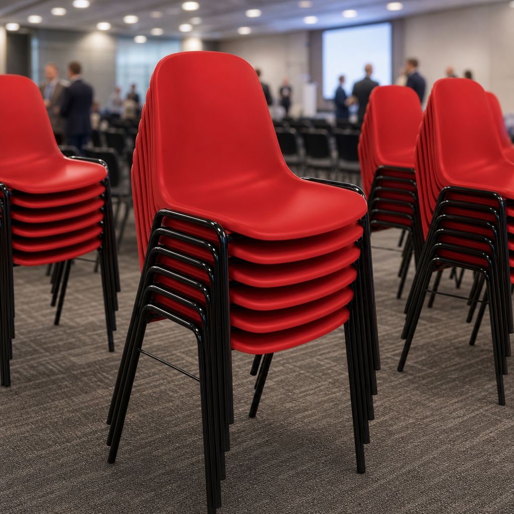 Stackable Plastic Office Chair with Black Frame