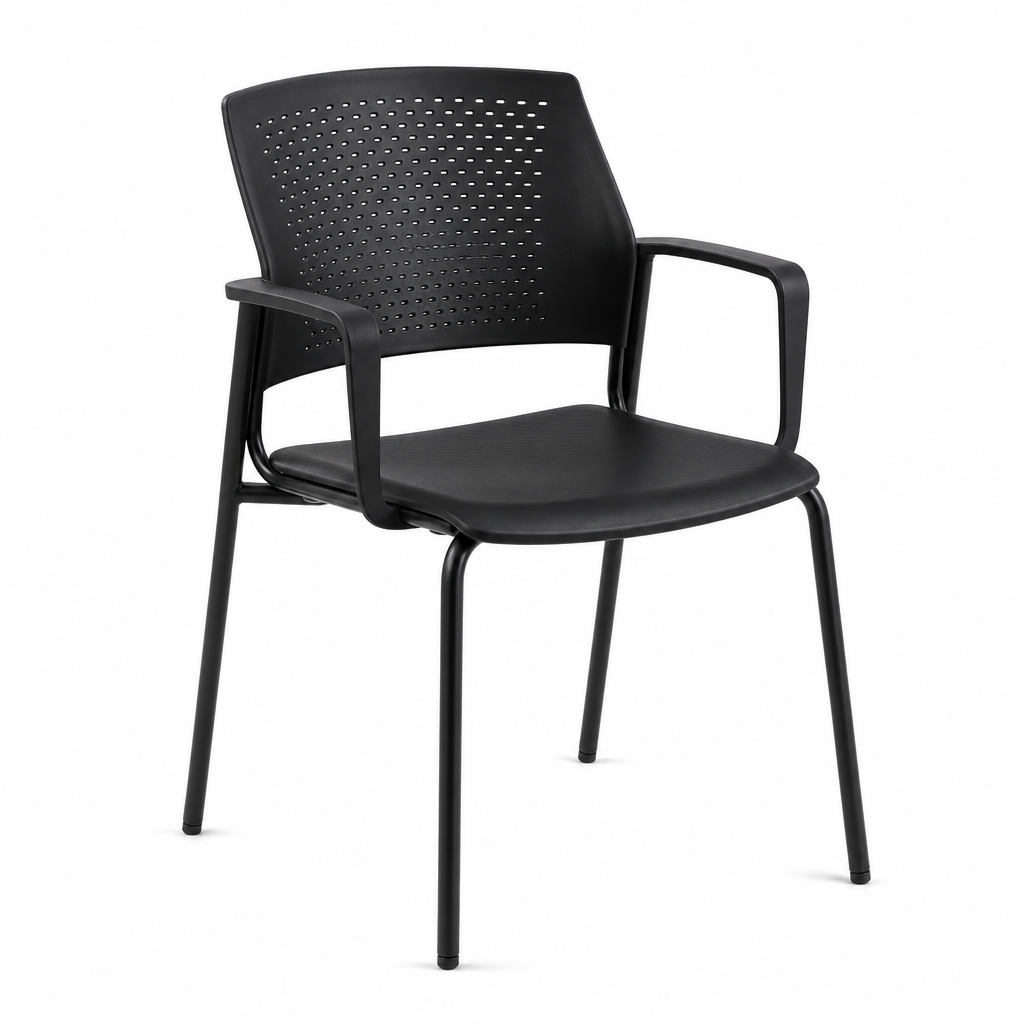Stackable Plastic Office Chair with Black Frame