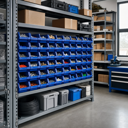 Stackable Plastic Shelving Bins for Small Parts Storage
