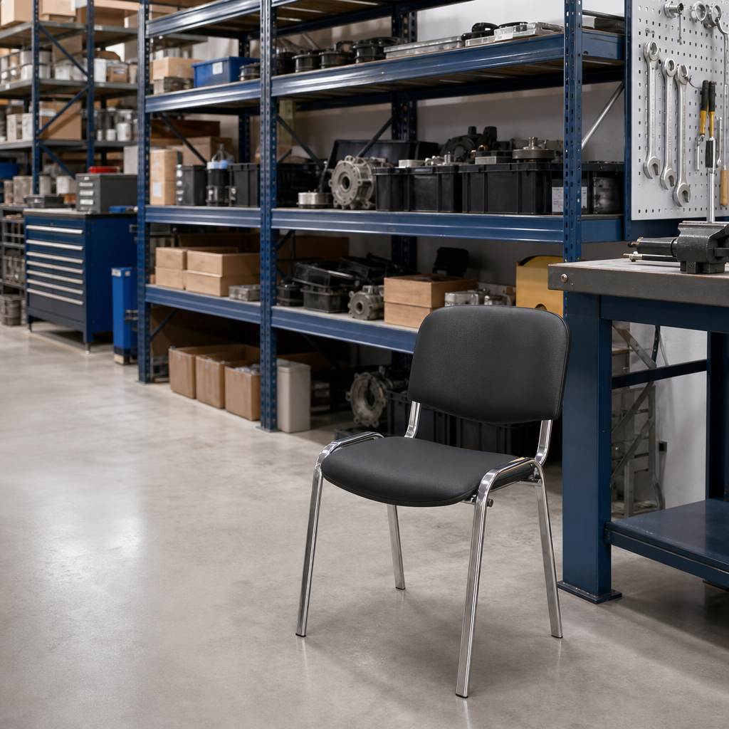 Stackable Vinyl Visitor Chair with Chrome Frame