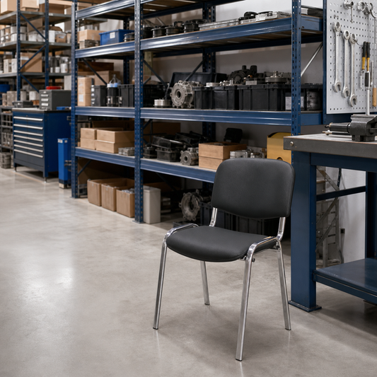 Stackable Vinyl Visitor Chair with Chrome Frame