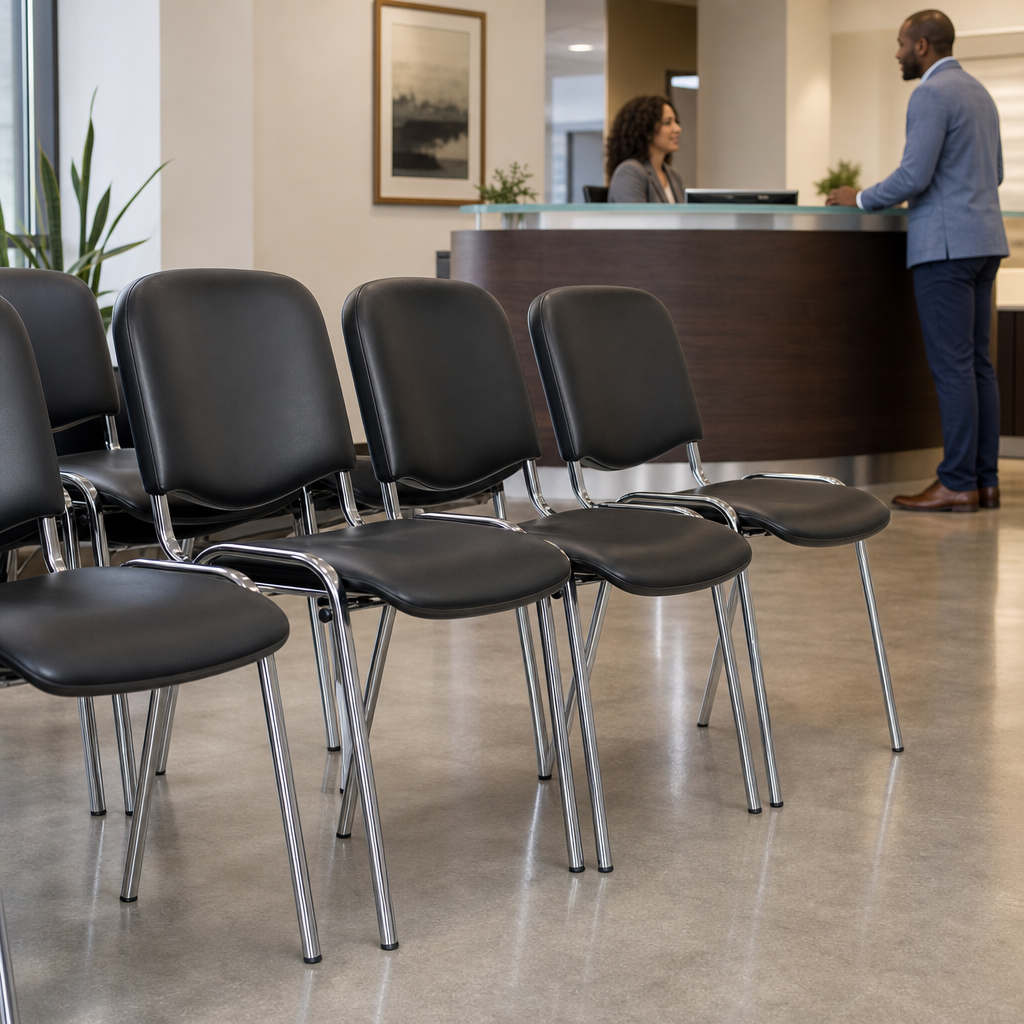 Stackable Vinyl Visitor Chair with Chrome Frame