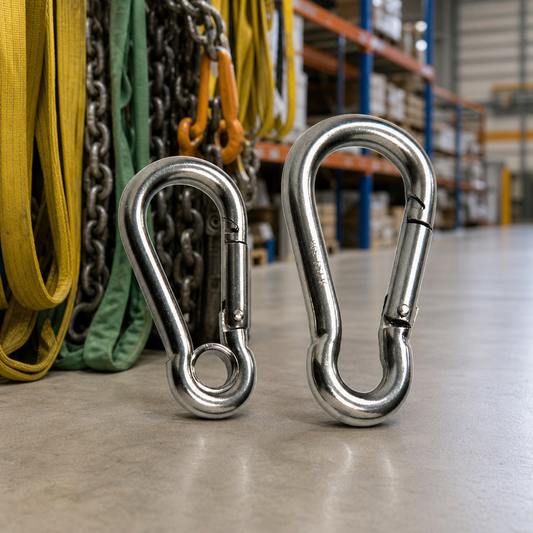 Stainless Steel Carabiner Hooks with Screw Gate and Eyelet Options