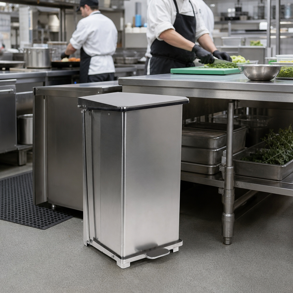 Stainless Steel Food Waste Pedal Bin 45–90L