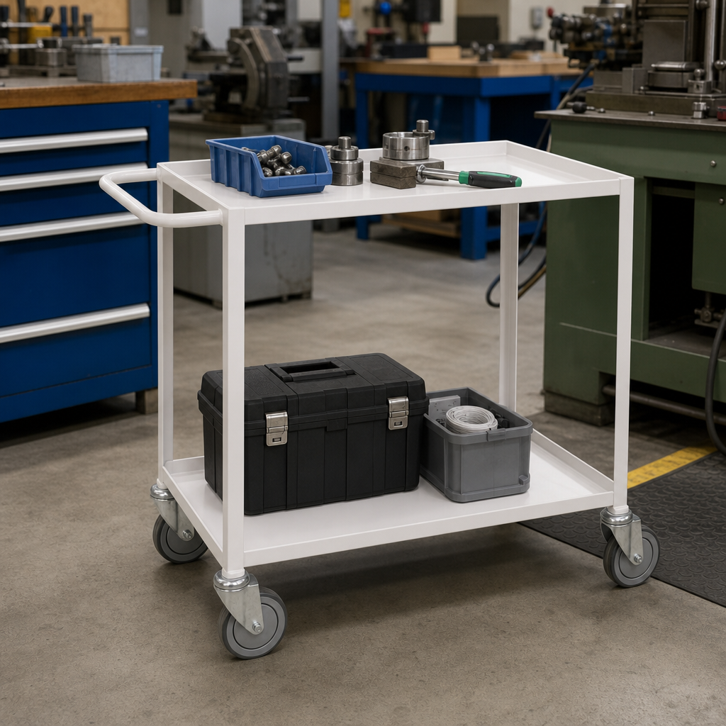 Standard Steel Tray Trolleys with White Table Top