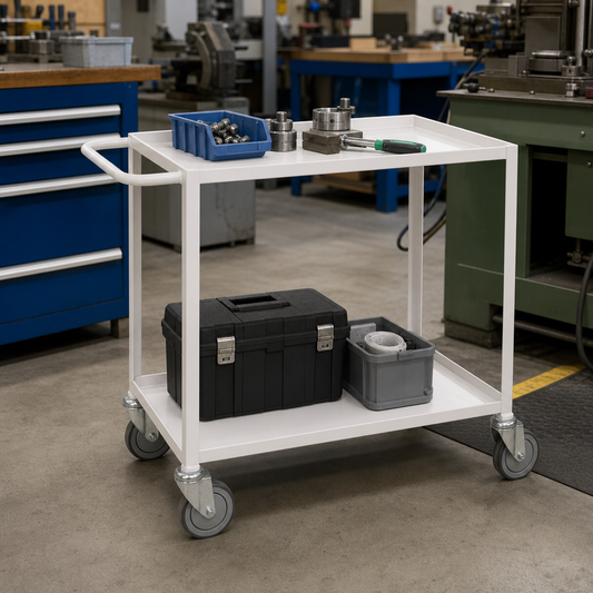Standard Steel Tray Trolleys with White Table Top