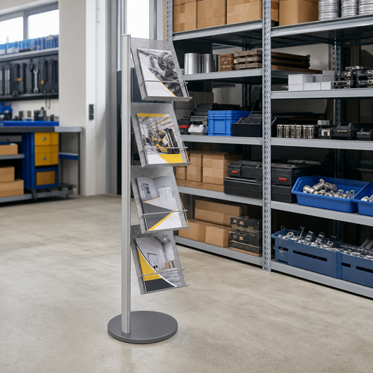 Steel A4 Leaflet and Brochure Stand with Round Base