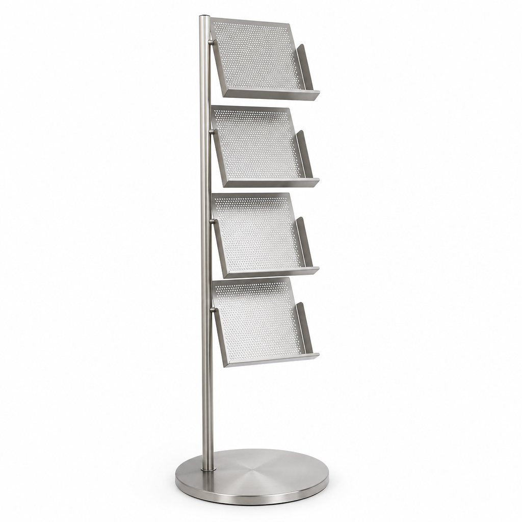 Steel A4 Leaflet and Brochure Stand with Round Base