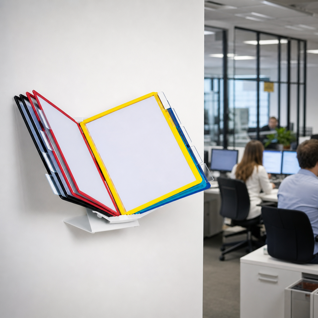 Steel Desk or Wall Display Unit with 10 Assorted A4 Pockets