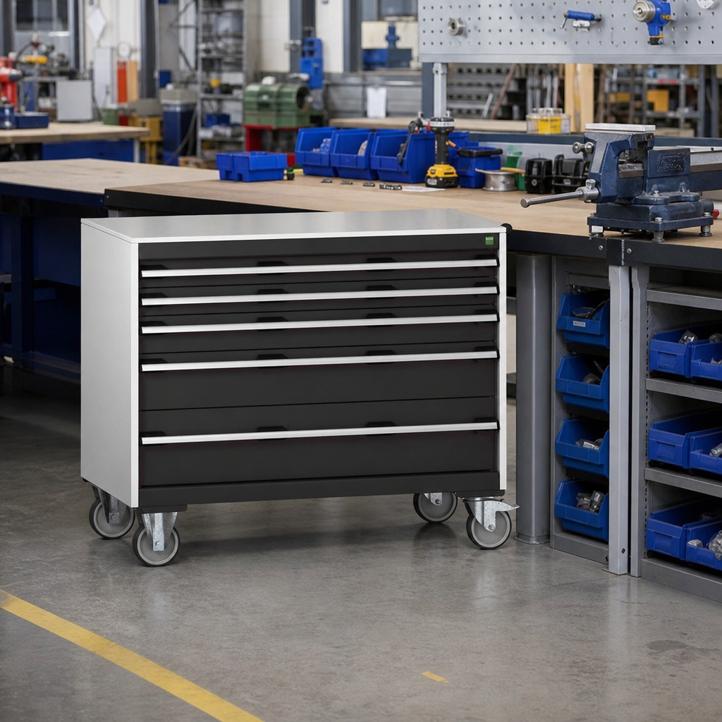 Steel Drawer Cabinet with 1050 x 650mm Worktop