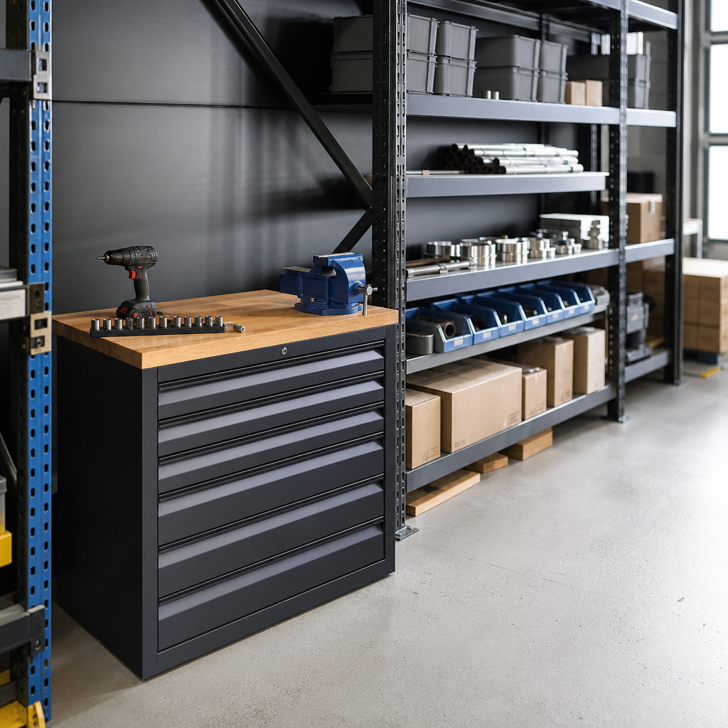 Steel Drawer Cabinet with 1050 x 650mm Worktop