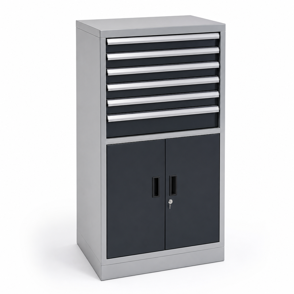 Steel Drawer Cabinets with Cupboard and 800x525mm Footprint