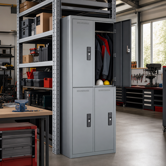 Steel Hanging Rail Lockers with 4 Doors and 2 Columns