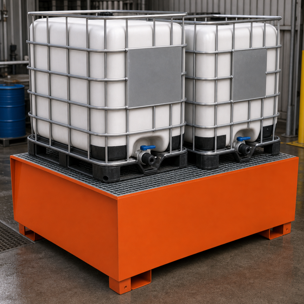 Steel IBC Spill Containment Pallet for 1–2 IBCs