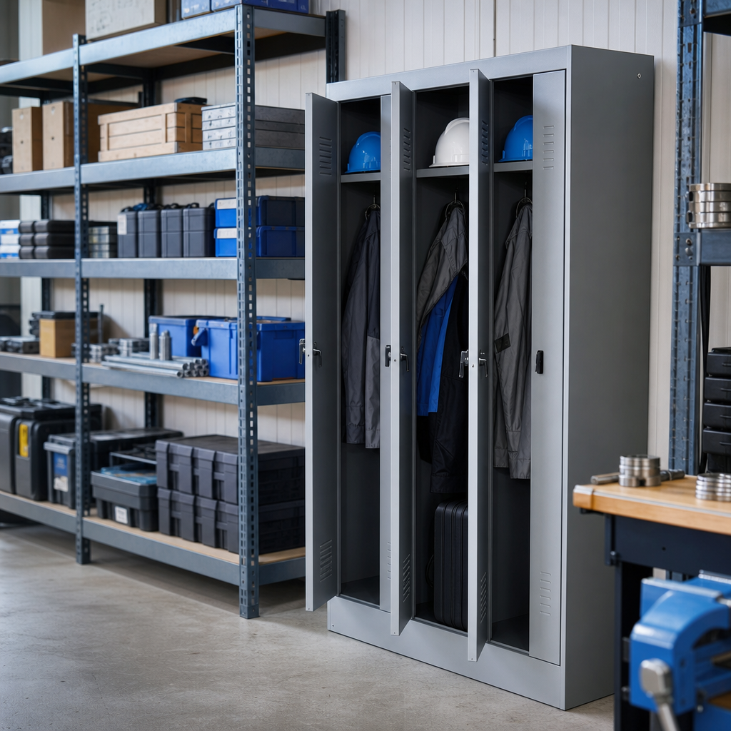 Steel L-Door Locker with 4 Compartments, 800mm Wide