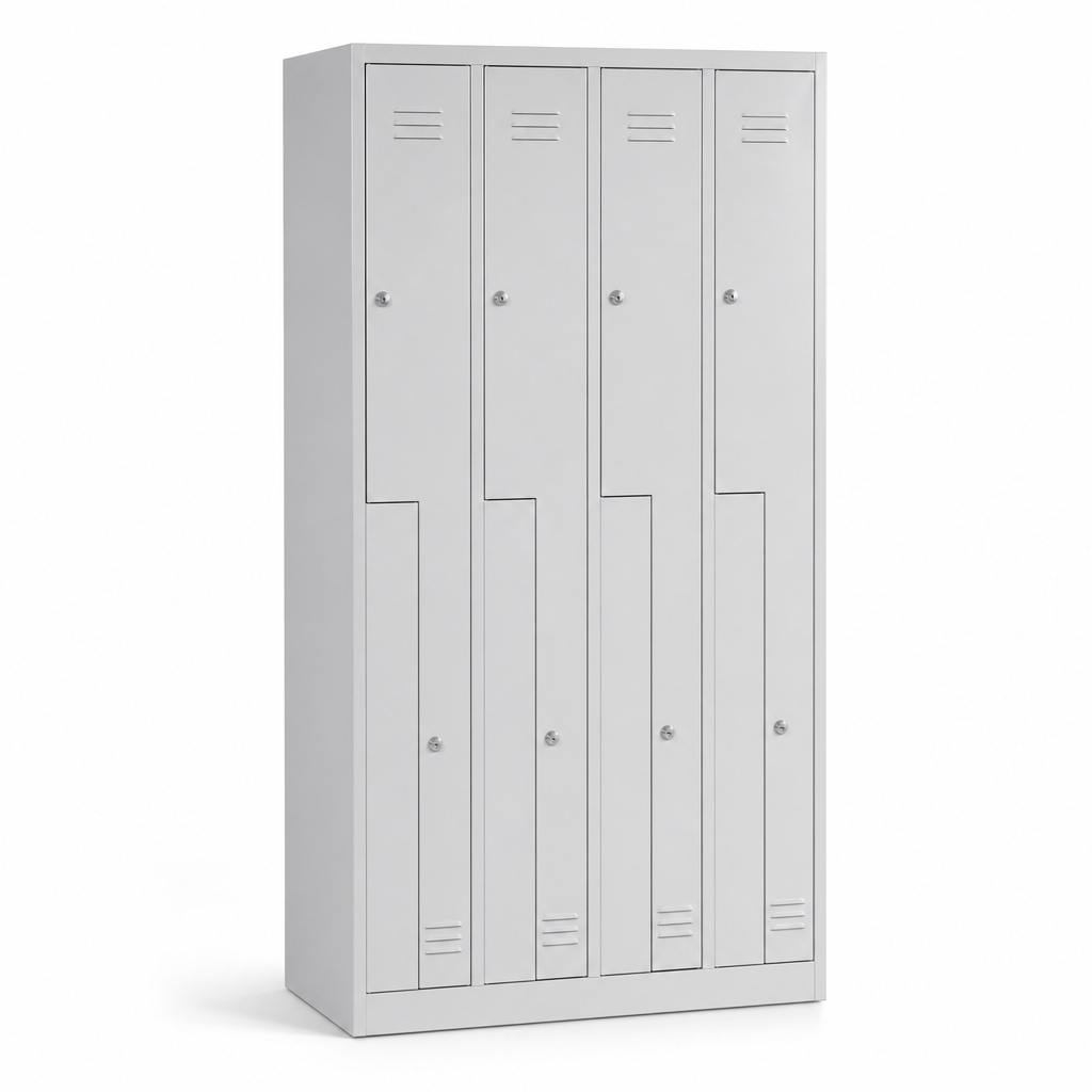 Steel L-Door Locker with 4 Compartments, 800mm Wide