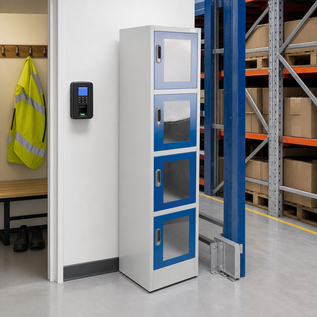 Steel Locker with 4 Compartments and Clear Doors