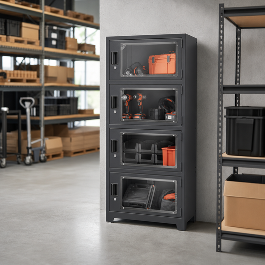 Steel Locker with 4 Compartments and Clear Doors