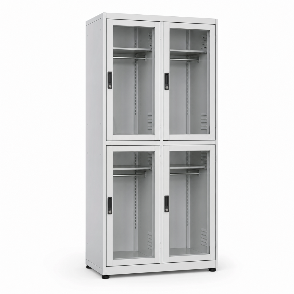Steel Locker with 4 Compartments and Clear Doors
