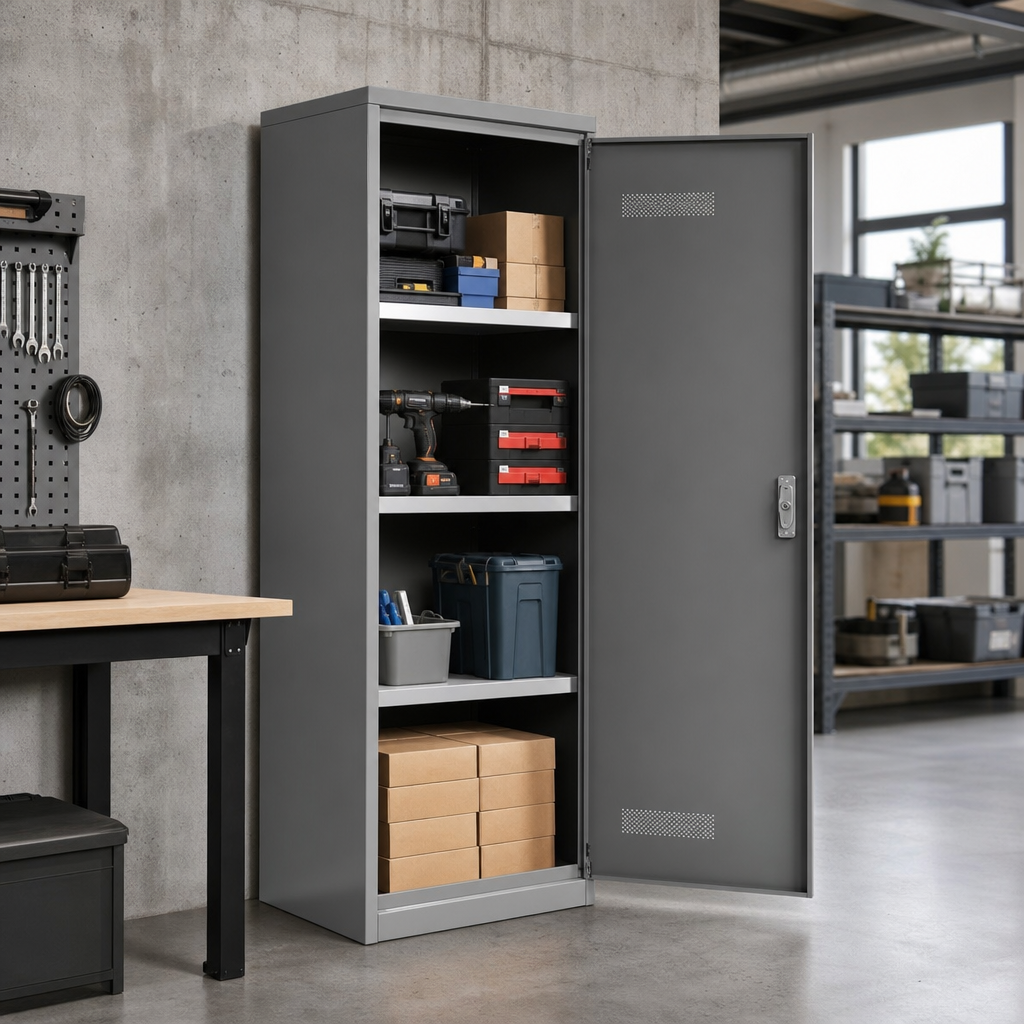 Steel Locker with Hinged Door and 3 Shelves