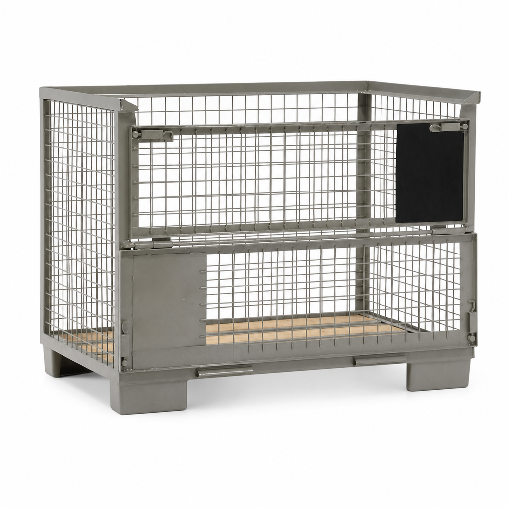 Steel Mesh Stillage with Half Drop Front and Forklift Guides