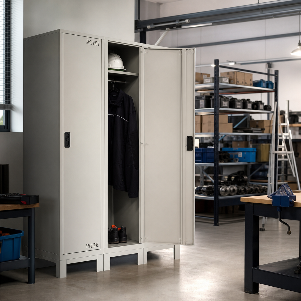 Steel Modulo Wardrobe Lockers on Raised Base, 1–3 Columns