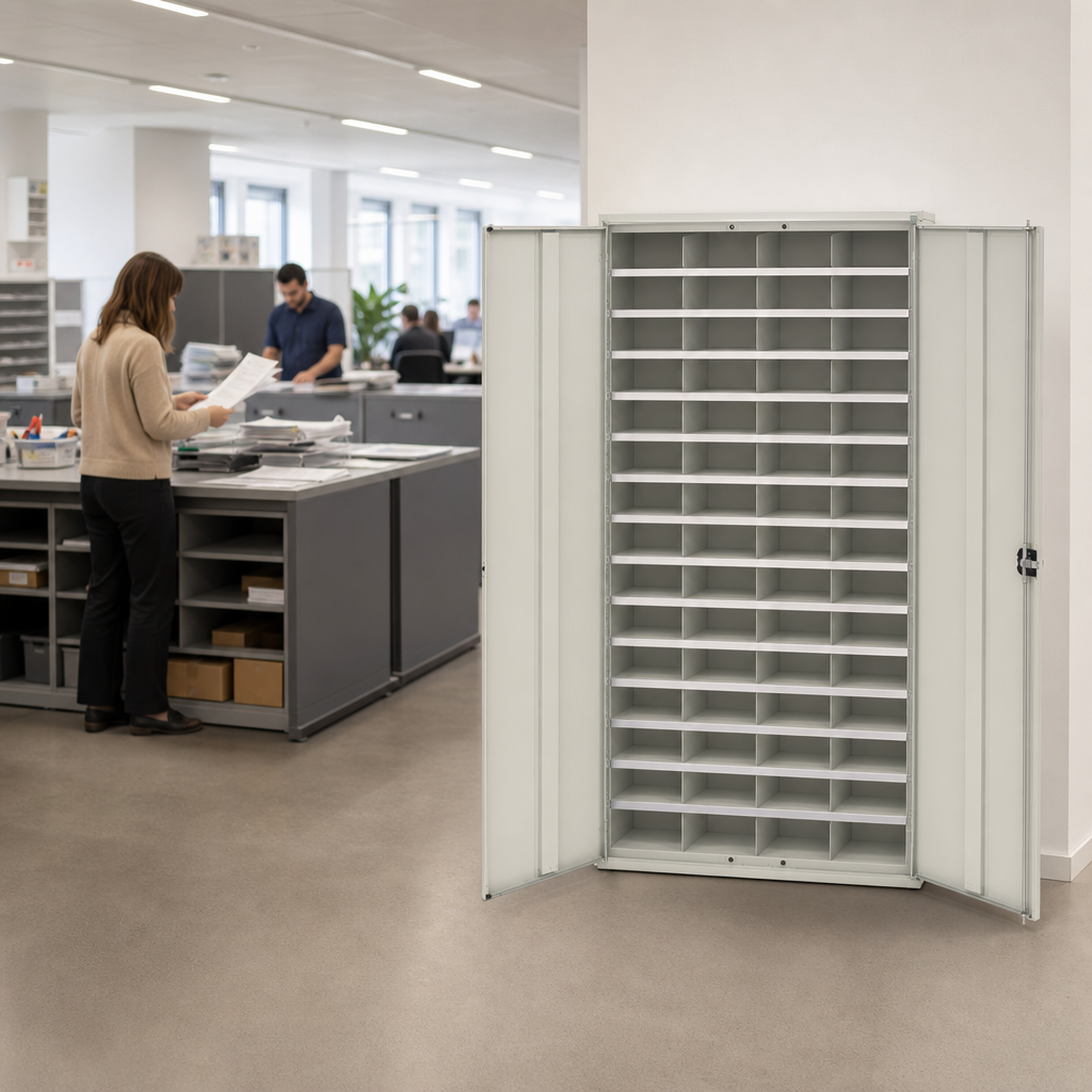 Steel Pigeon Hole Storage Cupboards with 21-60 Compartments