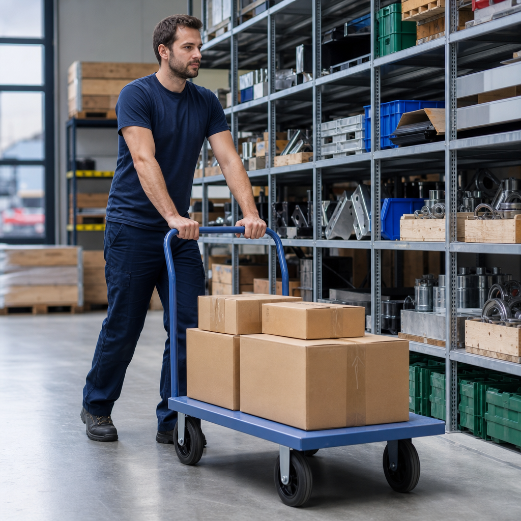 Steel Platform Truck with Solid Rubber Wheels 250 kg Capacity
