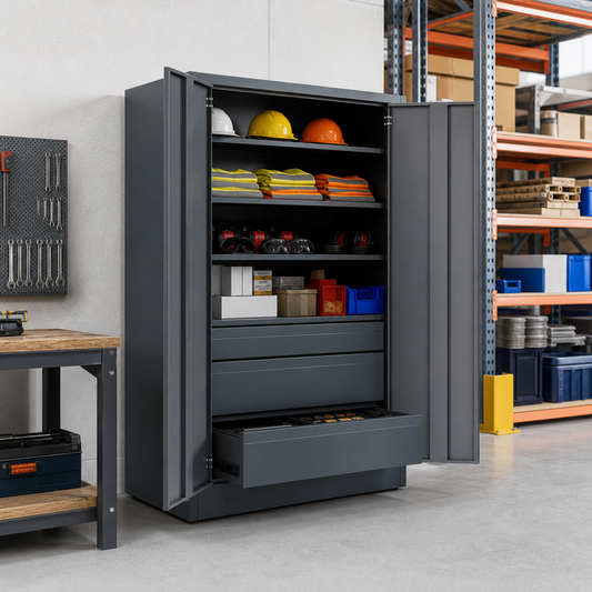 Steel PPE Cabinet with Drawers and Shelves 1000 x 1050mm