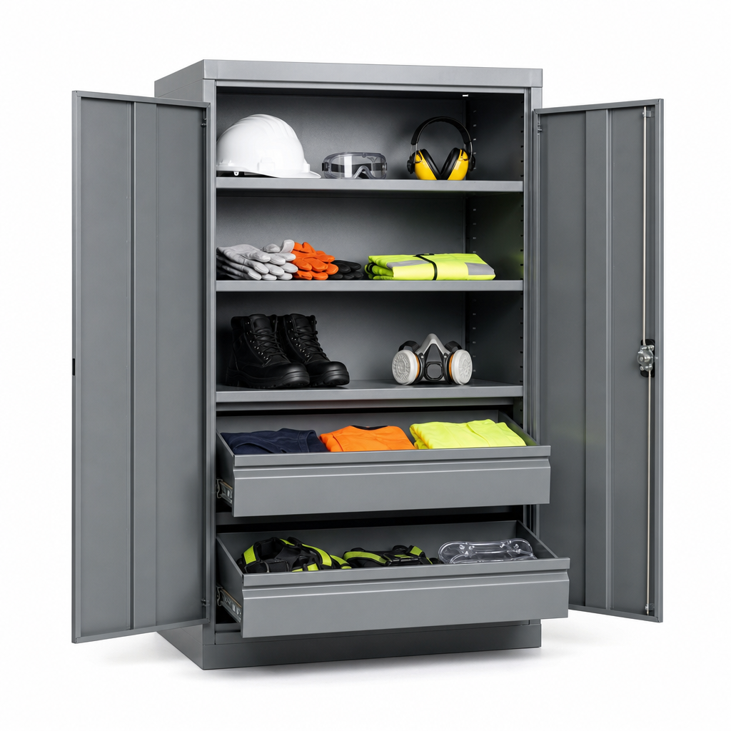 Steel PPE Cabinet with Drawers and Shelves 1000 x 1050mm