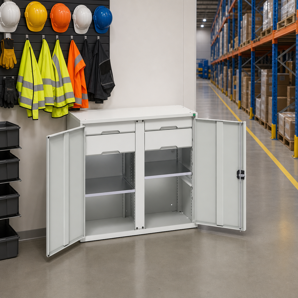 Steel PPE Cupboard with 4 Drawers 1000x1050x550mm