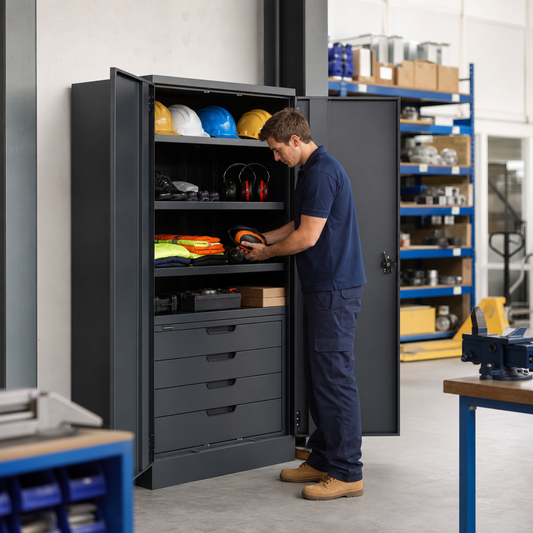 Steel PPE Cupboard with 4 Drawers 1000x1050x550mm