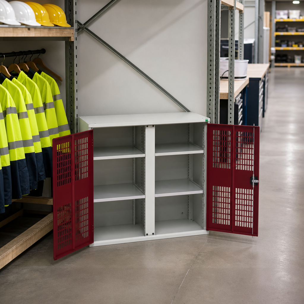 Steel PPE Storage Cupboard with 4 Shelves 1000x1050mm