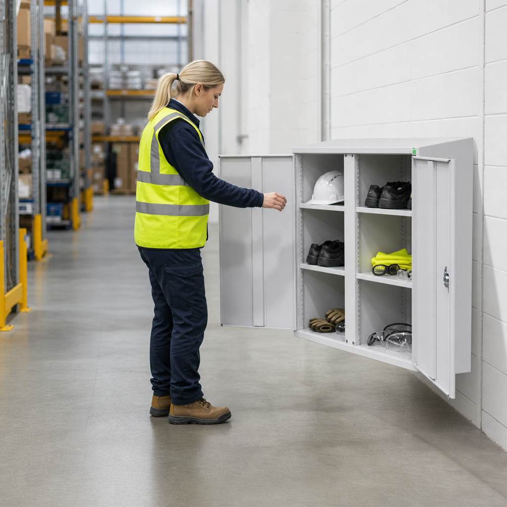 Steel PPE Storage Cupboard with 4 Shelves 1000x1050x550mm