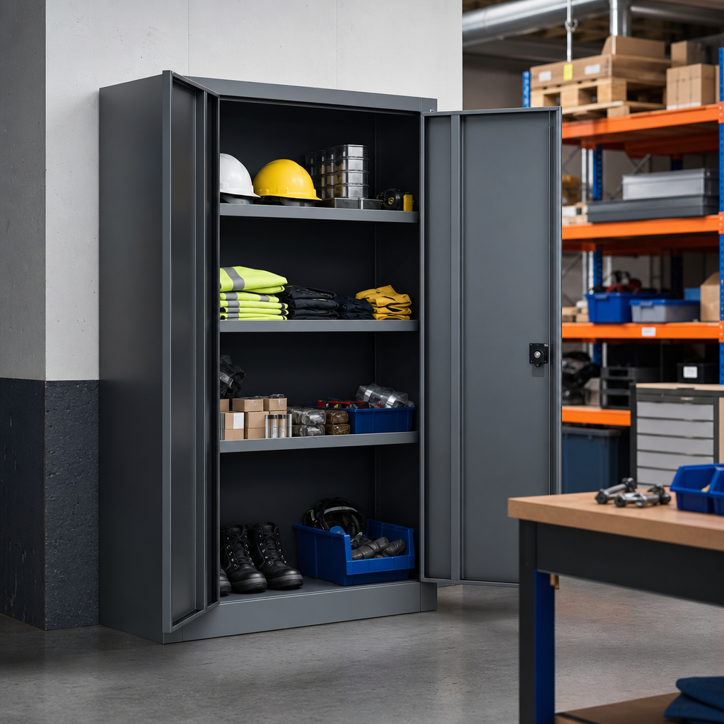Steel PPE Storage Cupboard with 4 Shelves 1000x1050x550mm