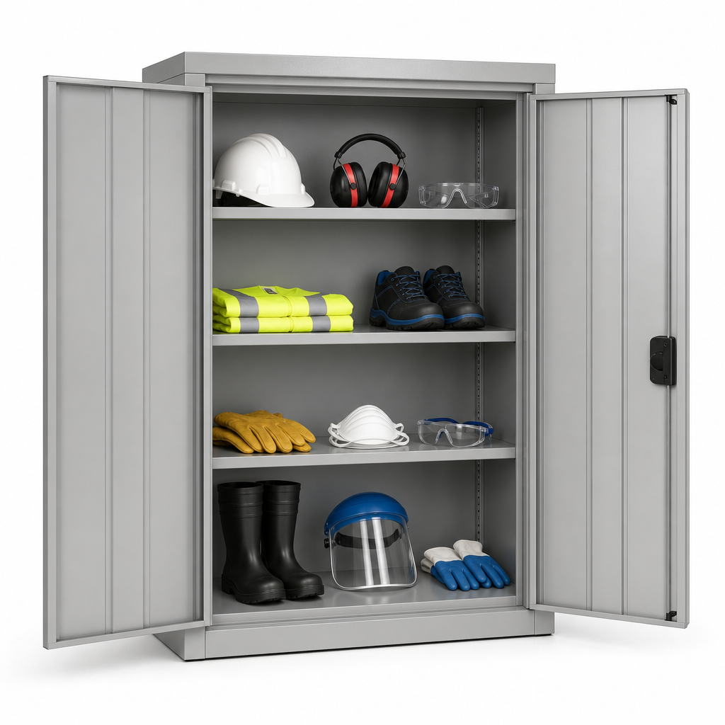 Steel PPE Storage Cupboard with 4 Shelves 1000x1050x550mm
