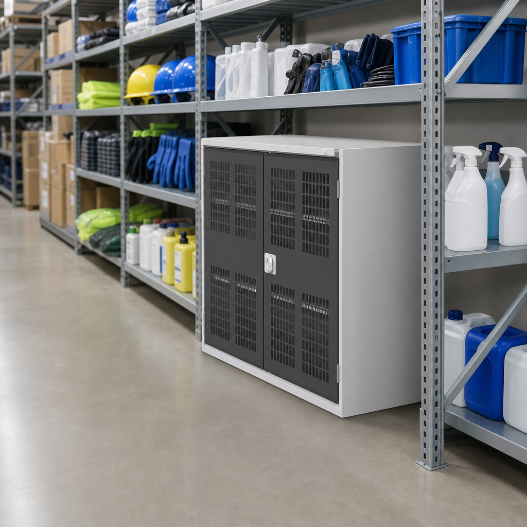 Steel Safety Cupboard with Ventilated Doors and Shelves
