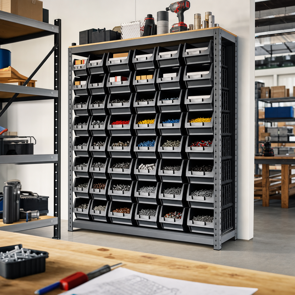 Steel Shelving Bay with 45 Small Parts Picking Bins