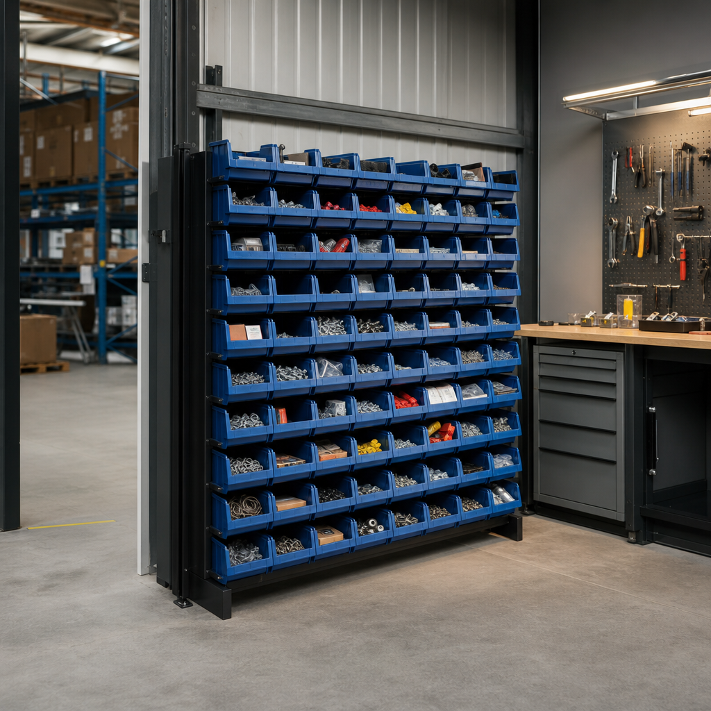 Steel Shelving Bay with 88 Plastic Picking Bins 1600h x 1525w
