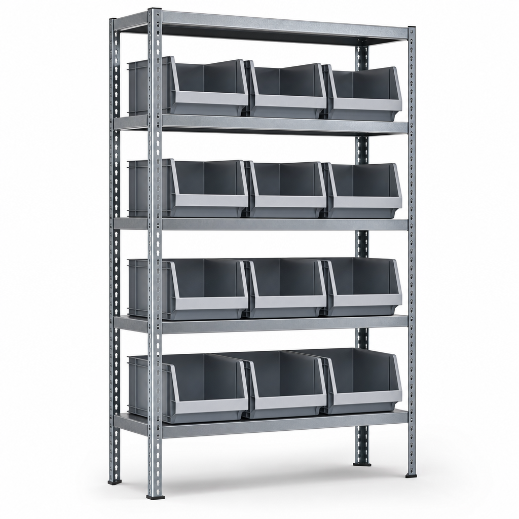 Steel Shelving with Open Front Euro Containers