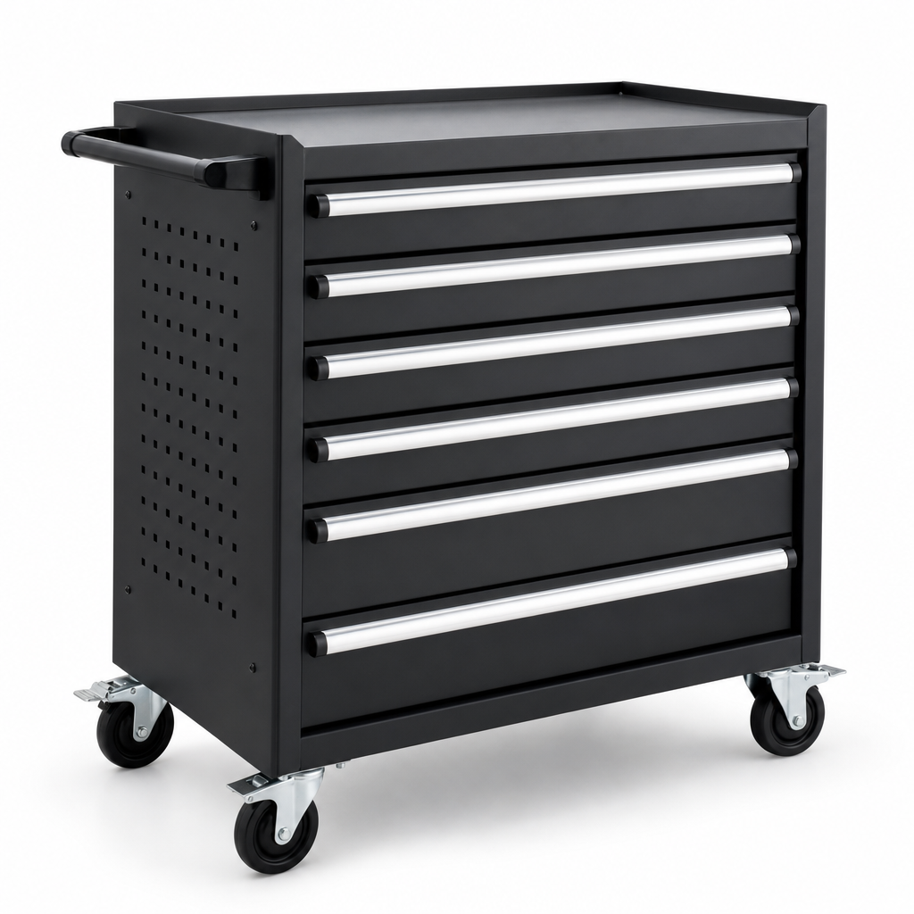 Steel Six-Drawer Tool Trolley with 300kg Capacity