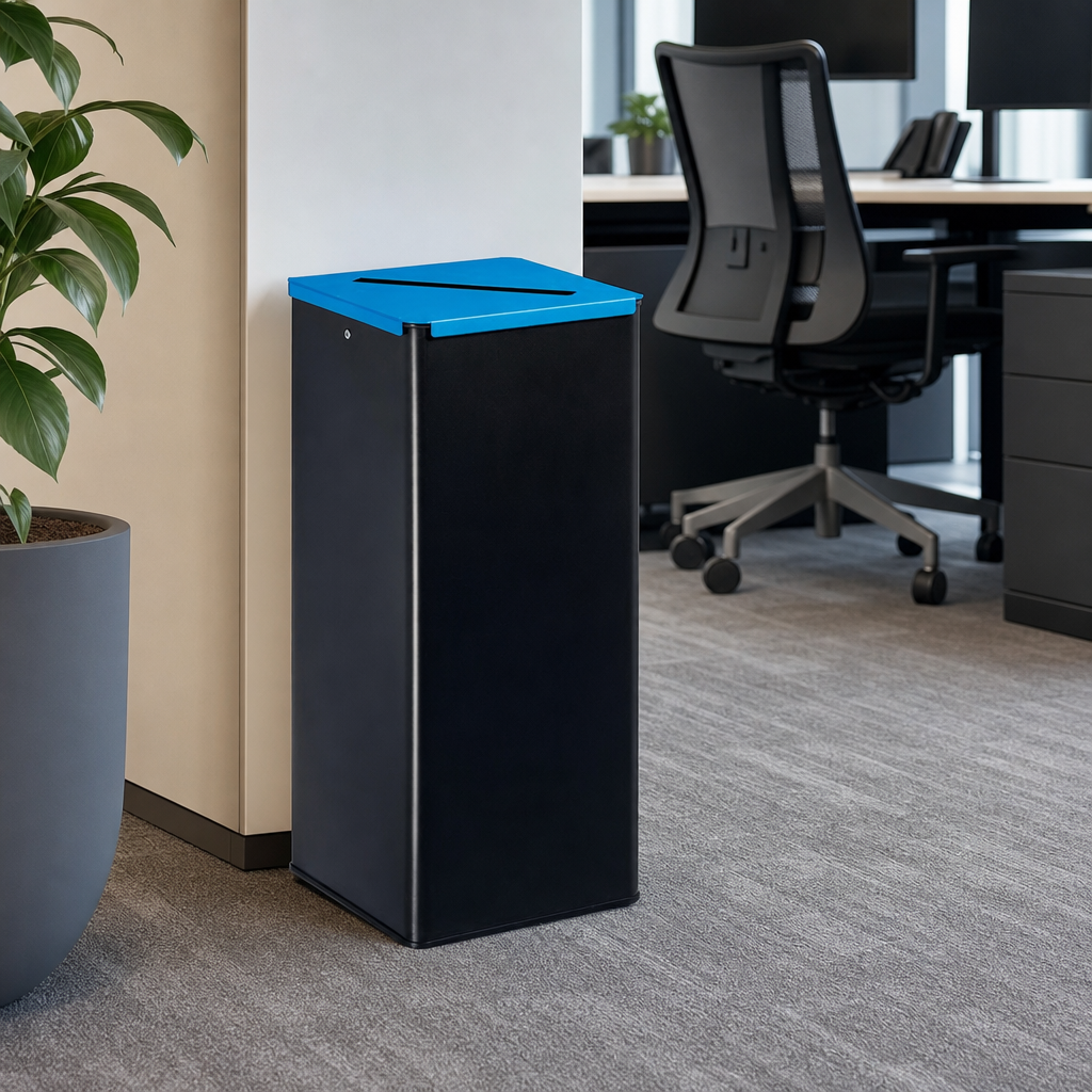 Steel Square Indoor Recycling Bin 40L