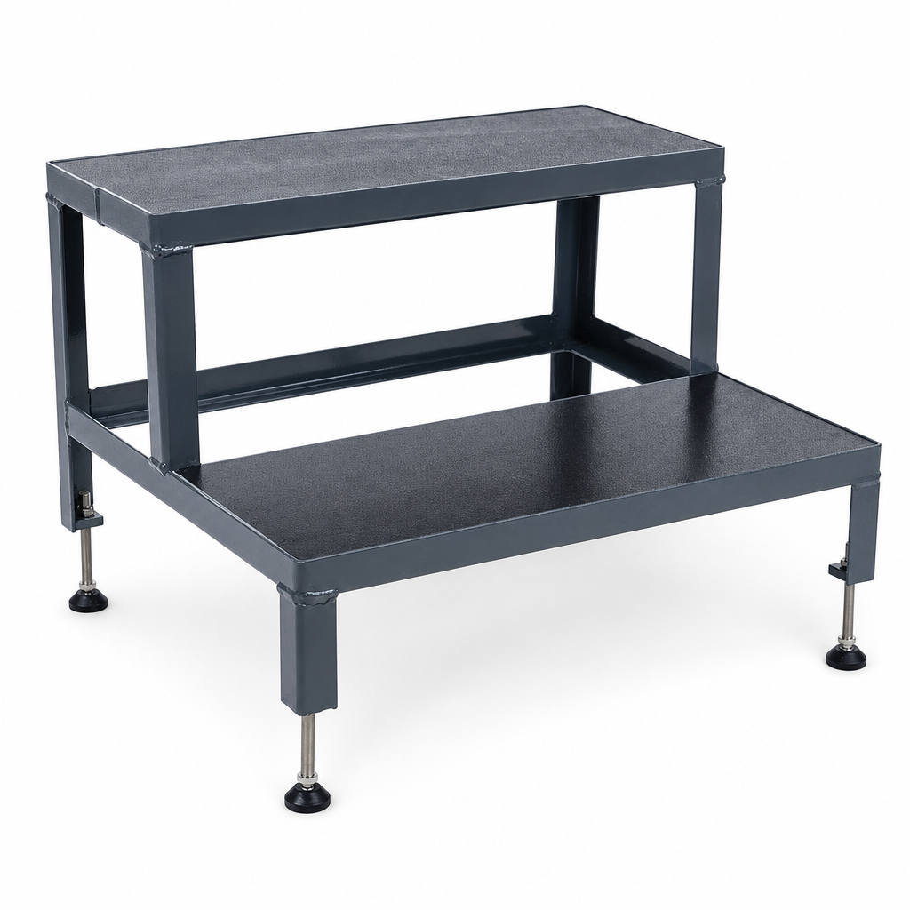 Steel Step Stool with Two Wide Steps and Anti-Slip Mat