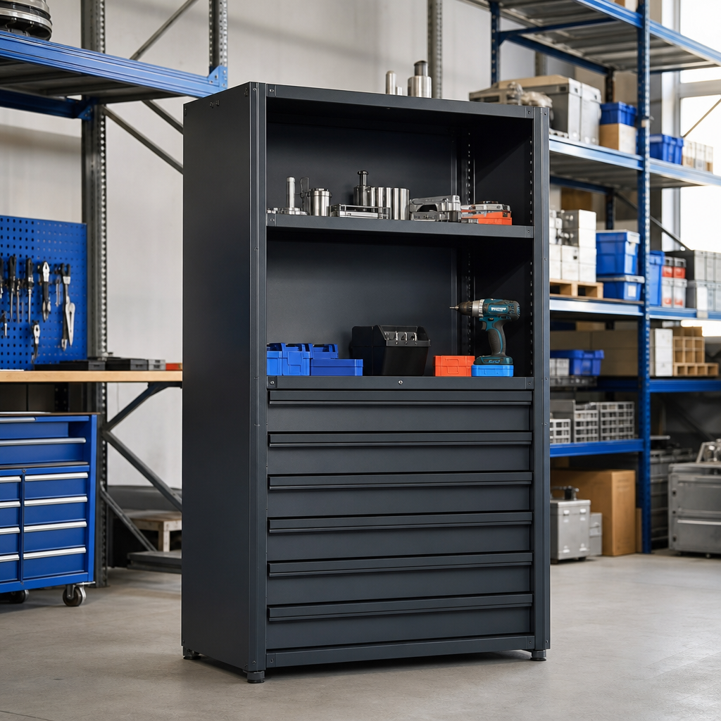 Steel Tool Cabinet with Drawers and Shelf 1000x1050mm