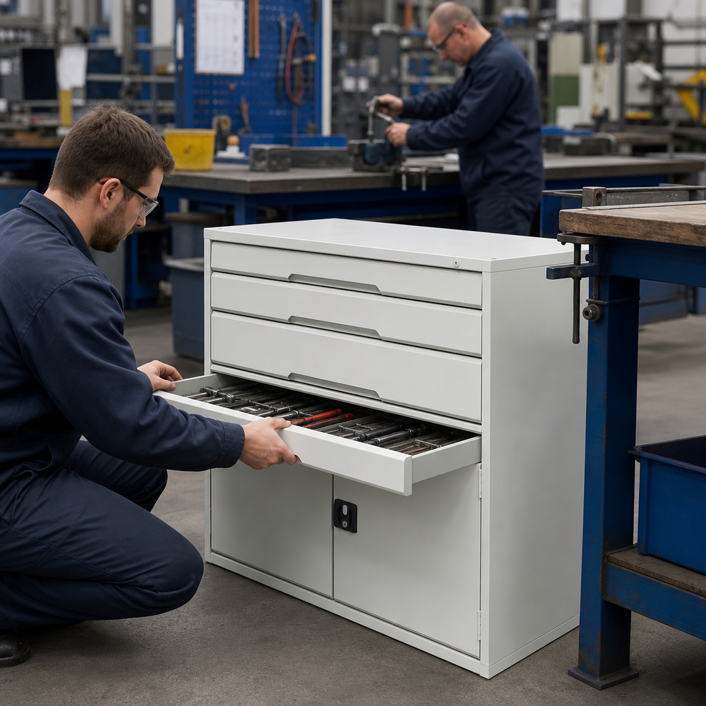 Steel Tool Cabinet with Drawers and Shelf 1000x1050mm
