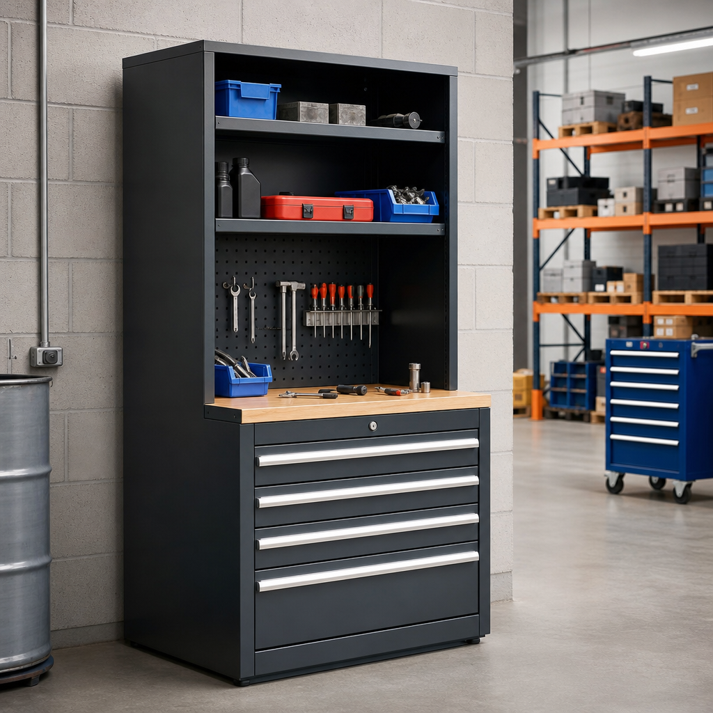 Steel Tool Cabinet with Drawers and Shelves 1000x800mm