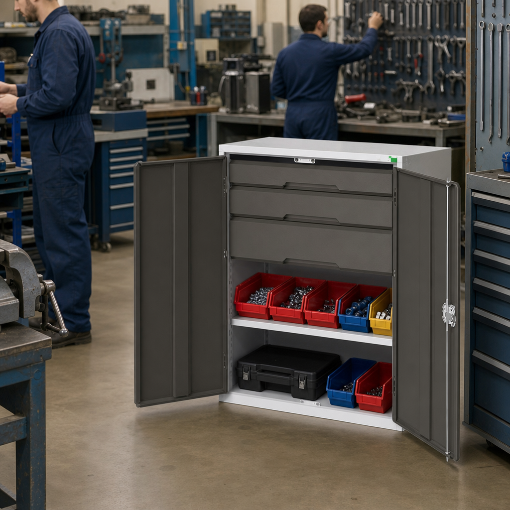 Steel Tool Cabinet with Drawers and Shelves 1000x800mm