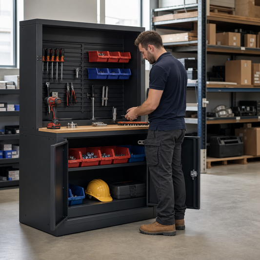 Steel Tool Cabinet with Louvre Back and Storage Doors 1200x1050x650mm