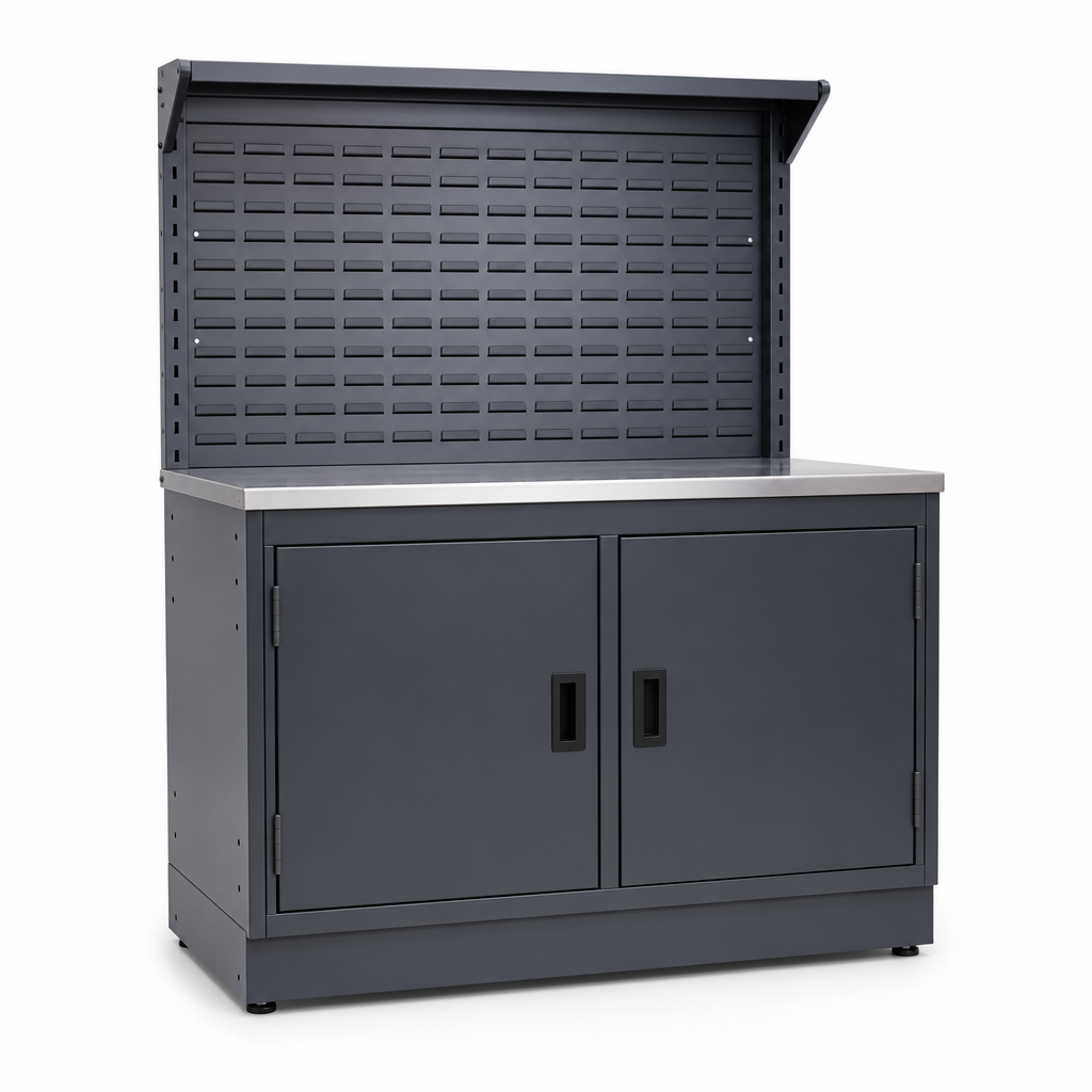 Steel Tool Cabinet with Louvre Back and Storage Doors 1200x1050x650mm